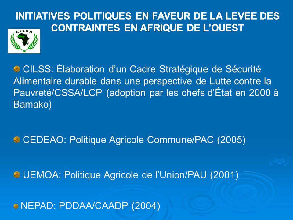CEDEAO: Politique Agricole Commune/PAC (2005)