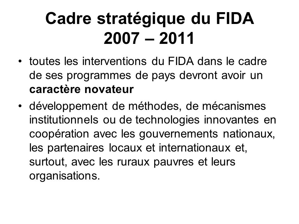 Cadre stratégique du FIDA 2007 – 2011