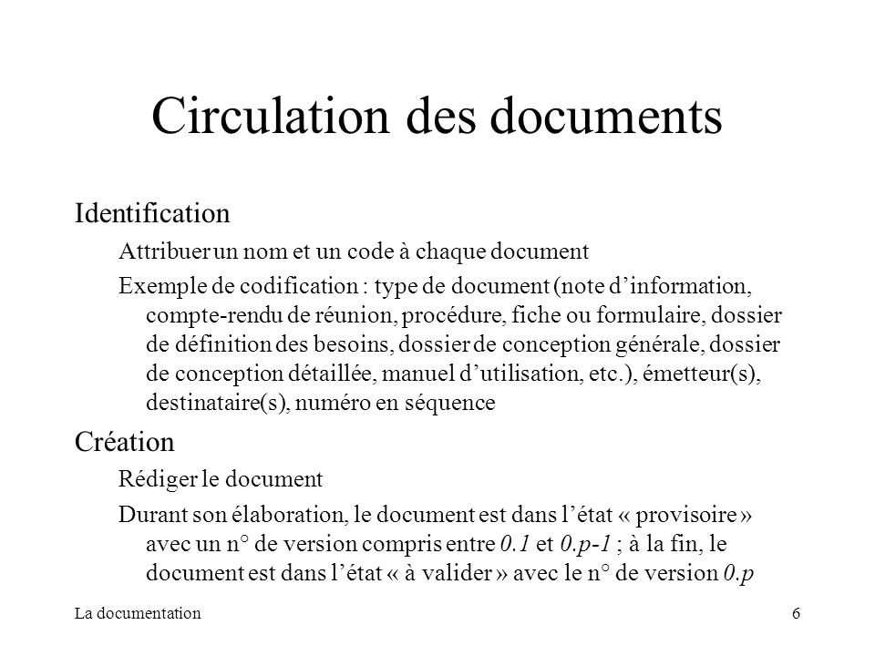 Circulation des documents
