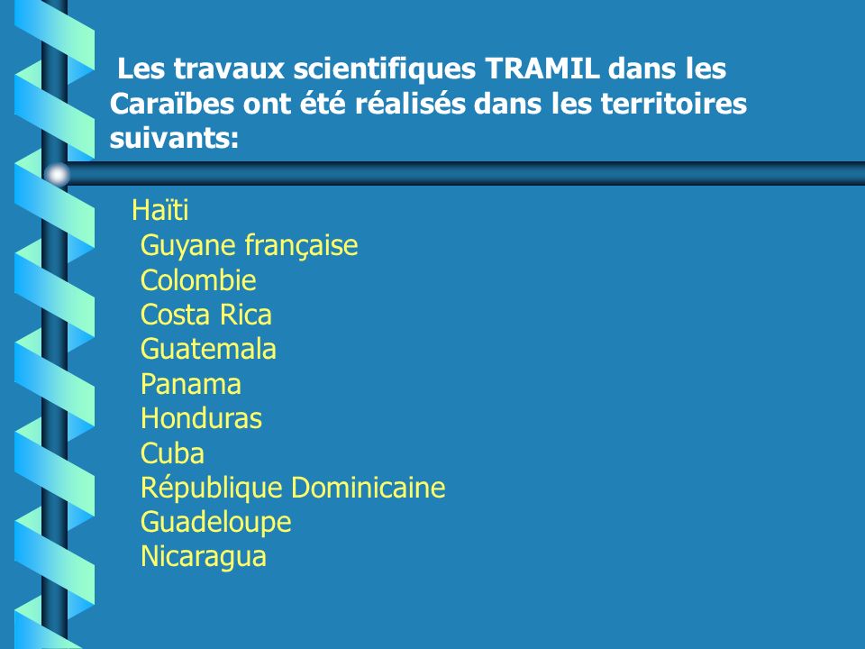 Les travaux scientifiques TRAMIL dans les Caraïbes ont été réalisés dans les territoires suivants: