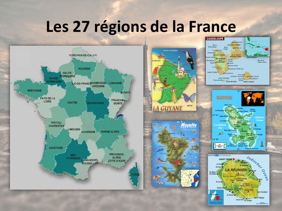 Les 27 régions de la France