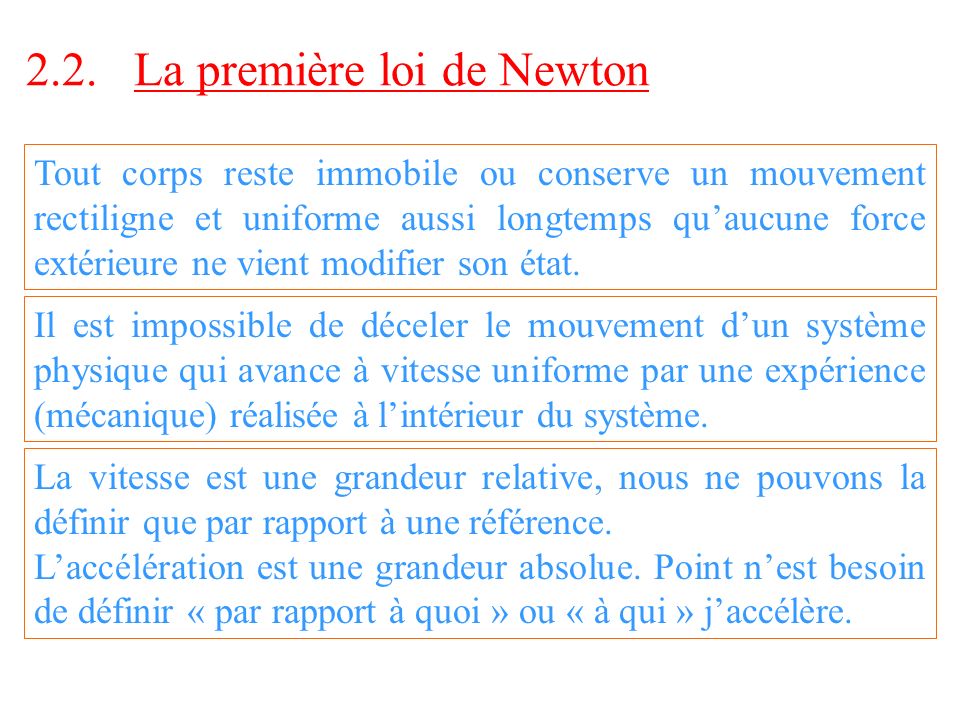 2.2. La première loi de Newton