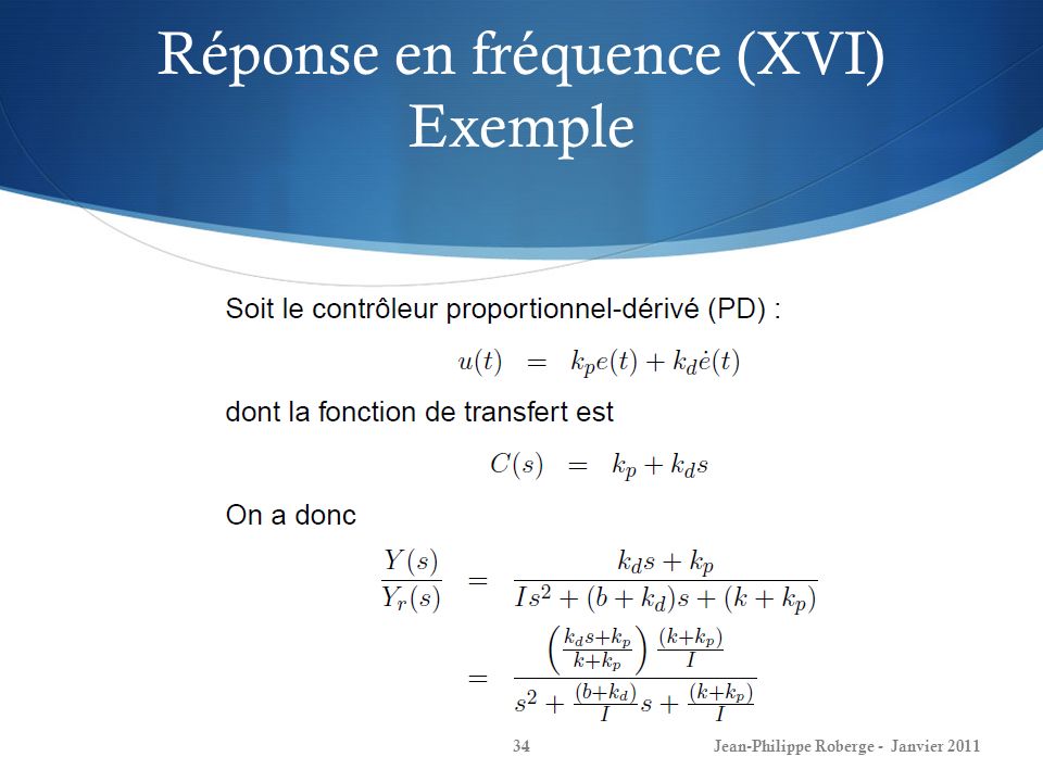 Réponse en fréquence (XVI) Exemple