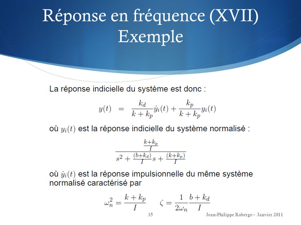 Réponse en fréquence (XVII) Exemple