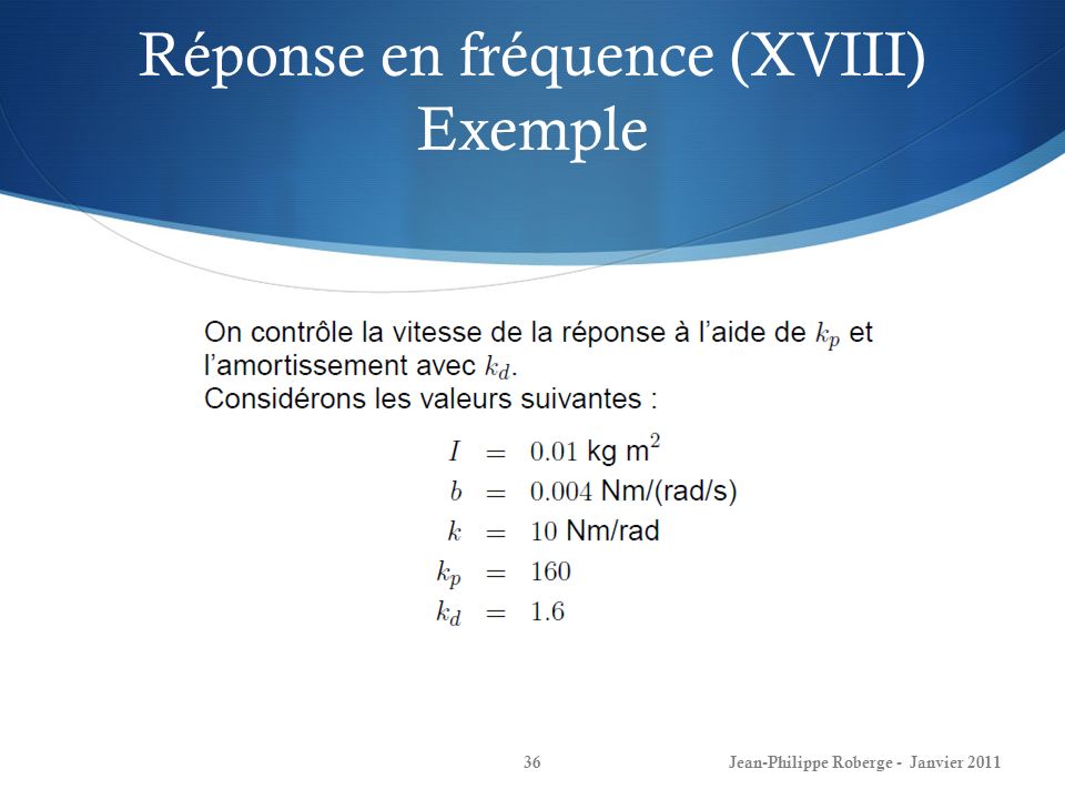 Réponse en fréquence (XVIII) Exemple