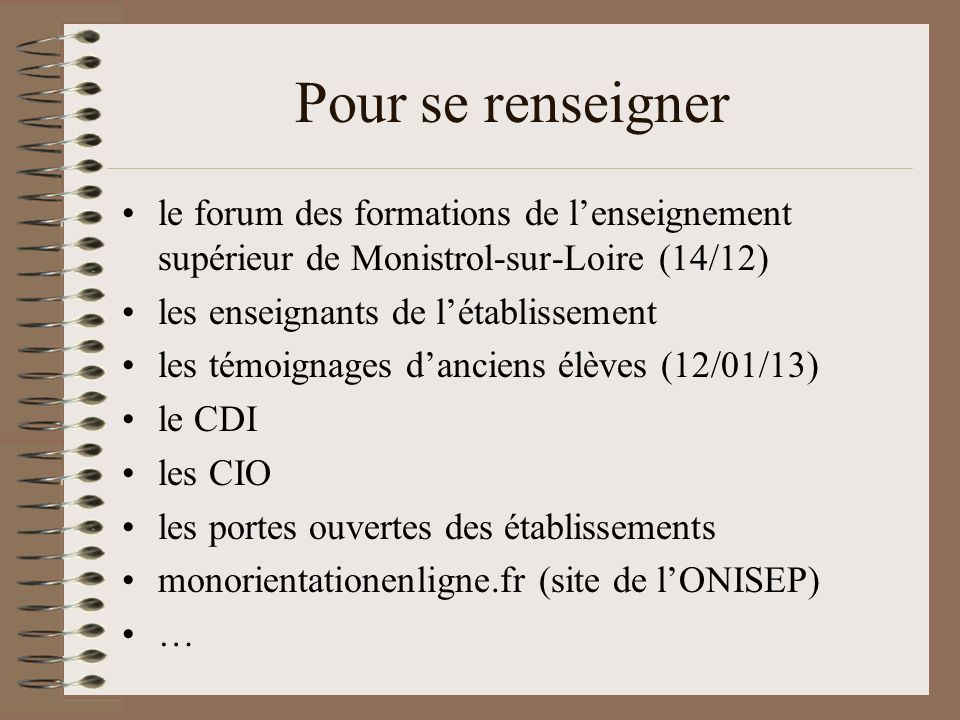 Pour se renseigner le forum des formations de l’enseignement supérieur de Monistrol-sur-Loire (14/12)