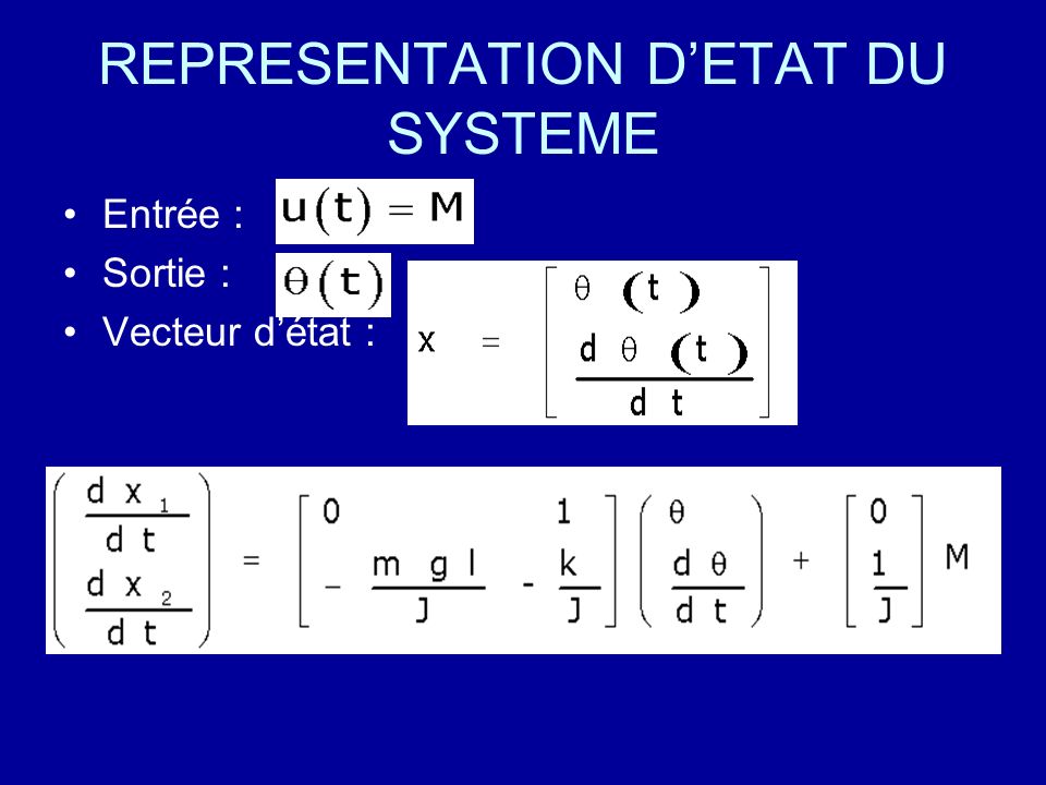 REPRESENTATION D’ETAT DU SYSTEME