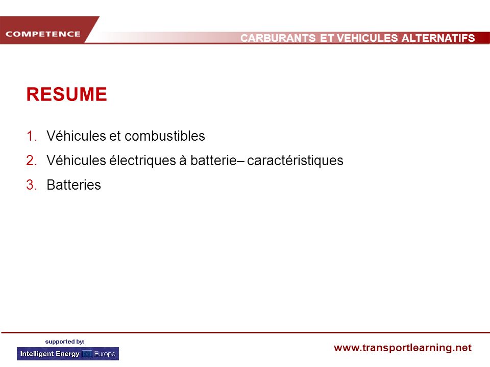 RESUME Véhicules et combustibles
