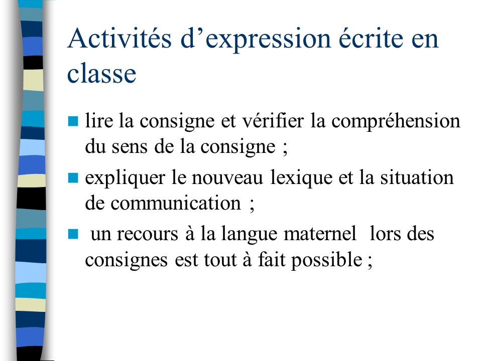 Activités d’expression écrite en classe