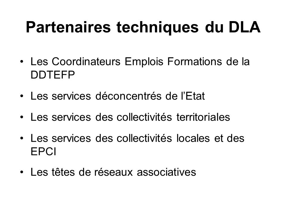 Partenaires techniques du DLA