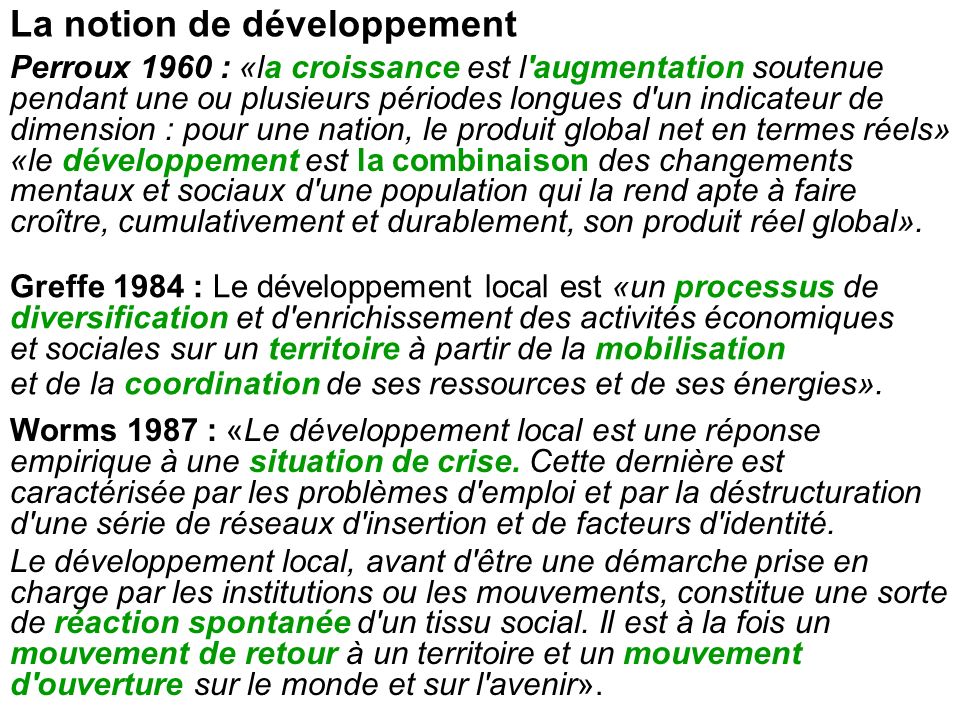 La notion de développement