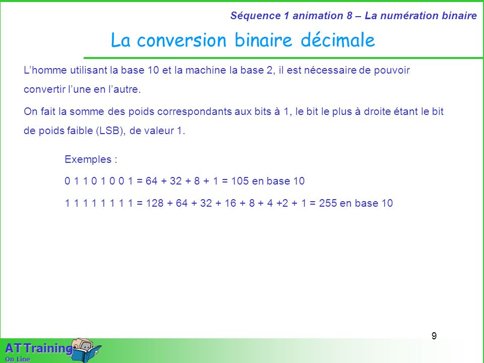 La conversion binaire décimale