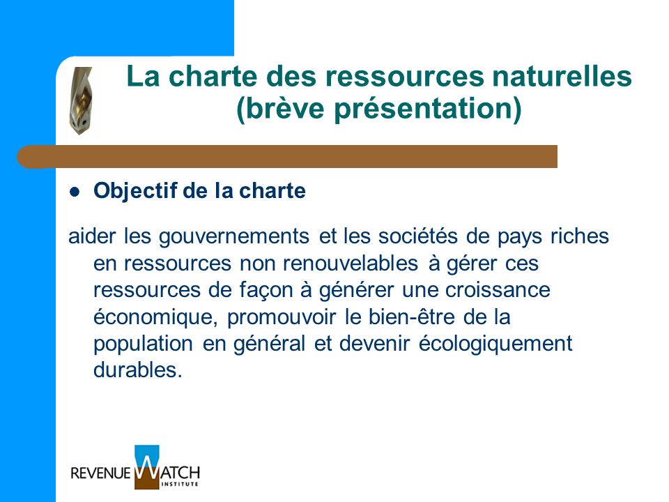 La charte des ressources naturelles (brève présentation)