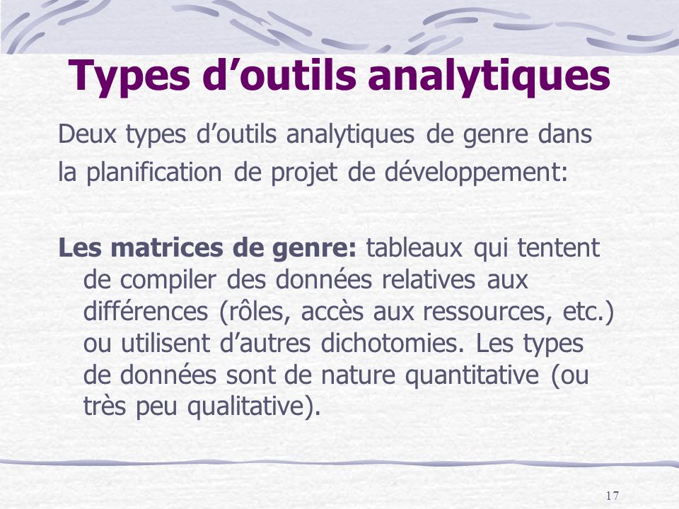 Types d’outils analytiques