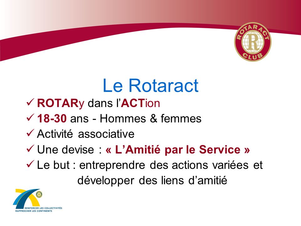 Le Rotaract ROTARy dans l’ACTion ans - Hommes & femmes