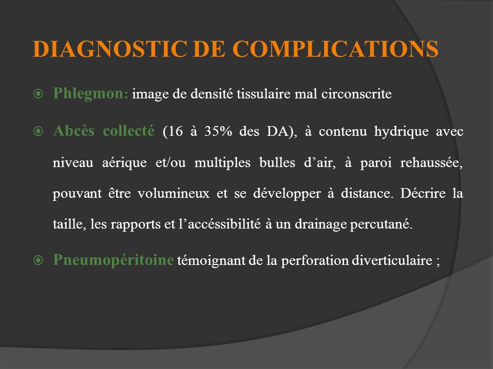 DIAGNOSTIC DE COMPLICATIONS