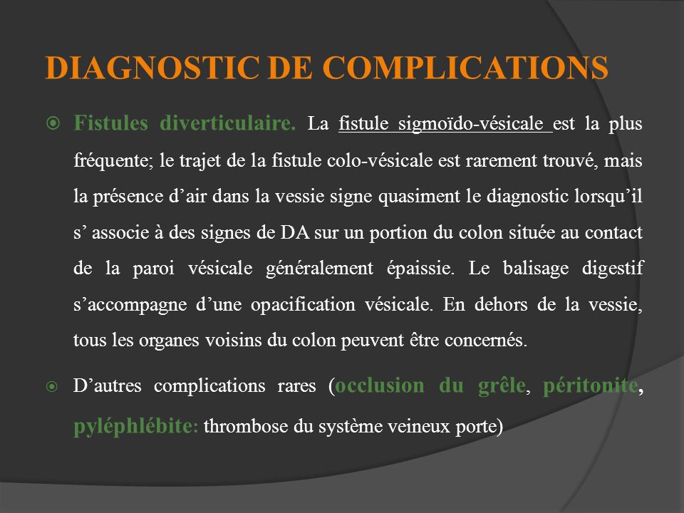 DIAGNOSTIC DE COMPLICATIONS
