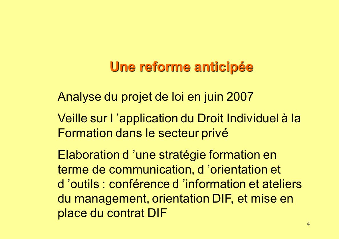 Une reforme anticipée Analyse du projet de loi en juin 2007