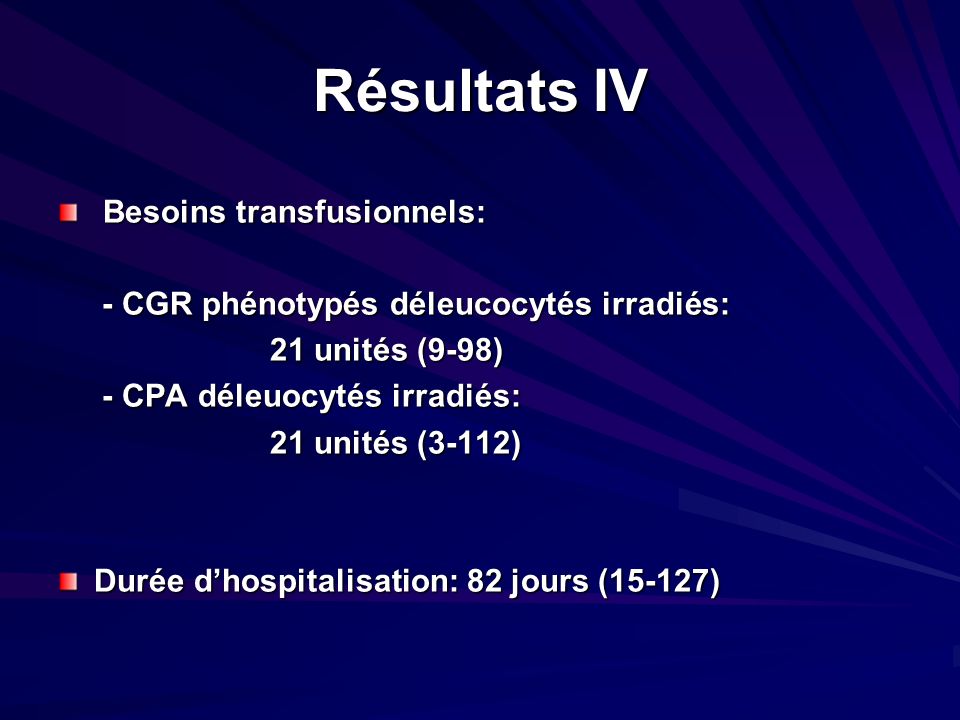 Résultats IV Besoins transfusionnels: