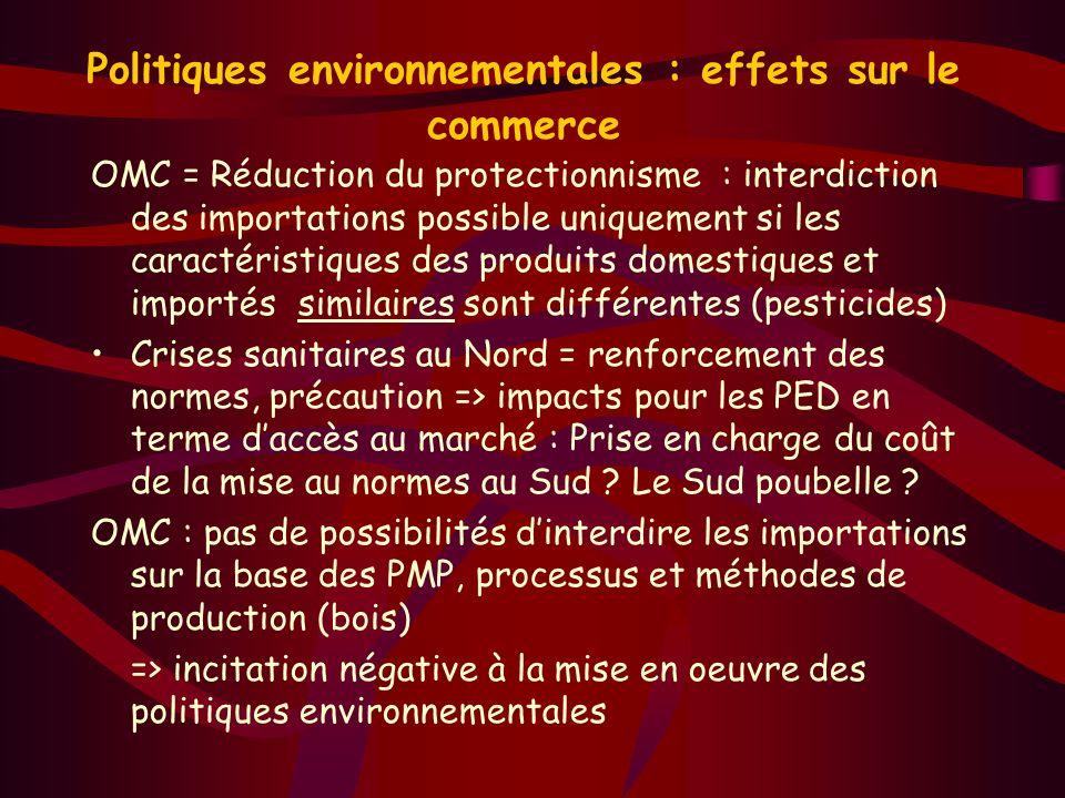 Politiques environnementales : effets sur le commerce