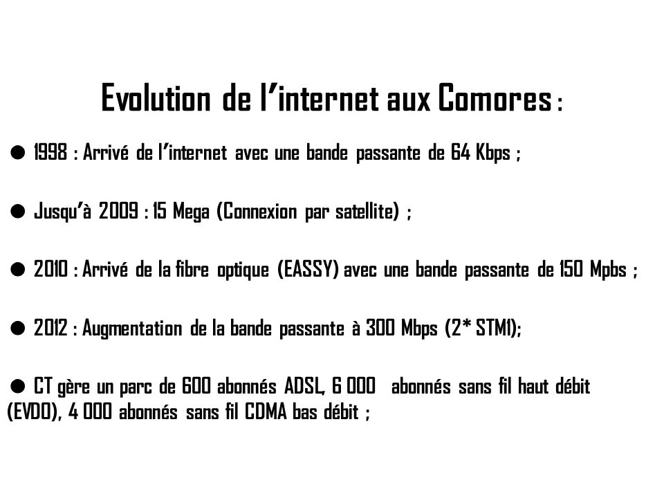 Evolution de l’internet aux Comores :