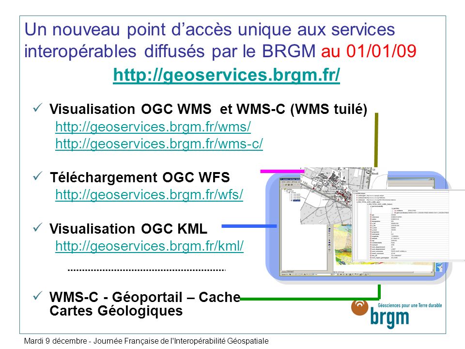 Un nouveau point d’accès unique aux services interopérables diffusés par le BRGM au 01/01/09