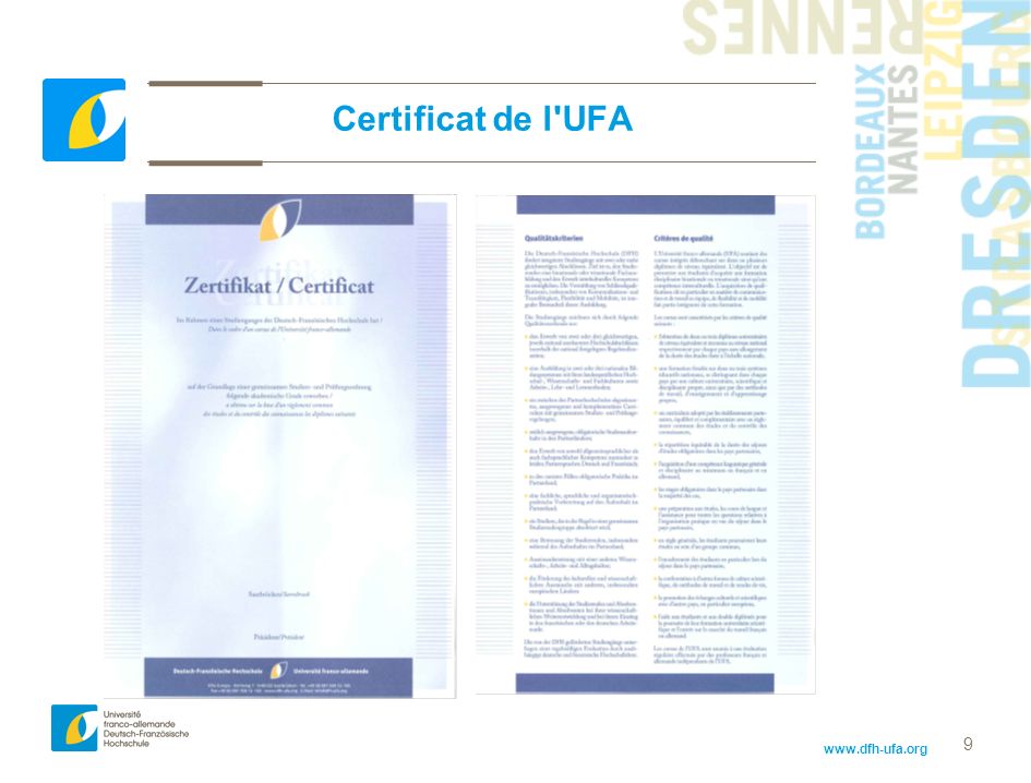 Certificat de l UFA