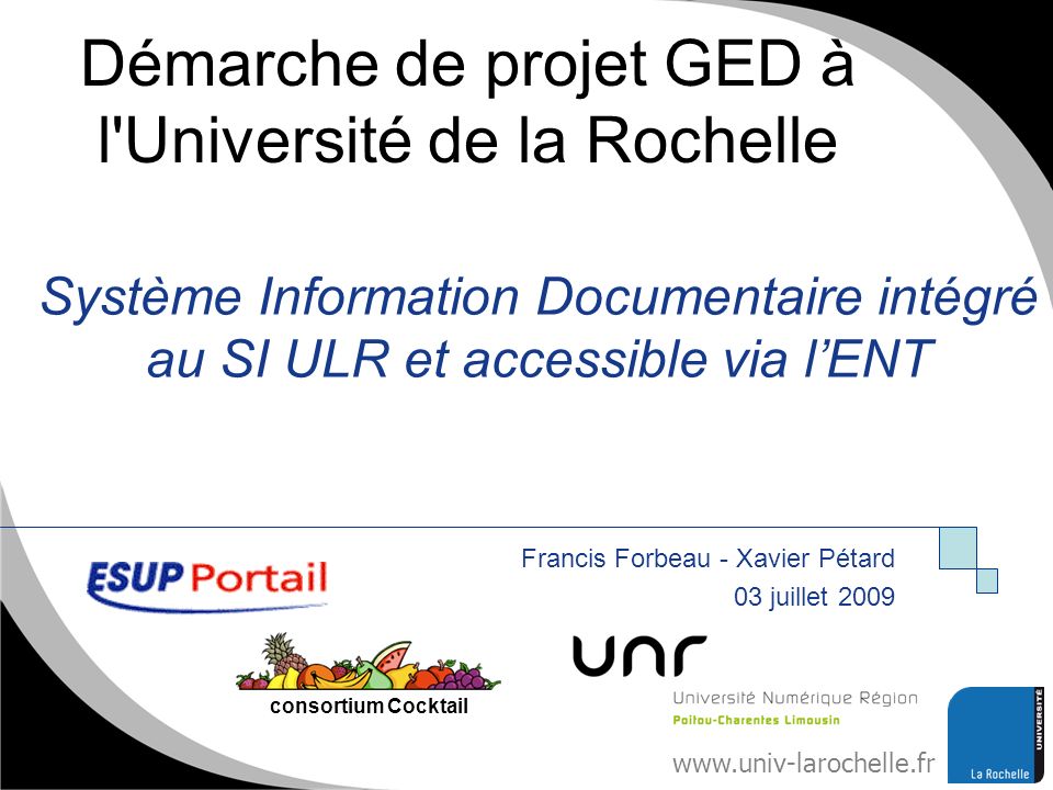 Démarche de projet GED à l Université de la Rochelle