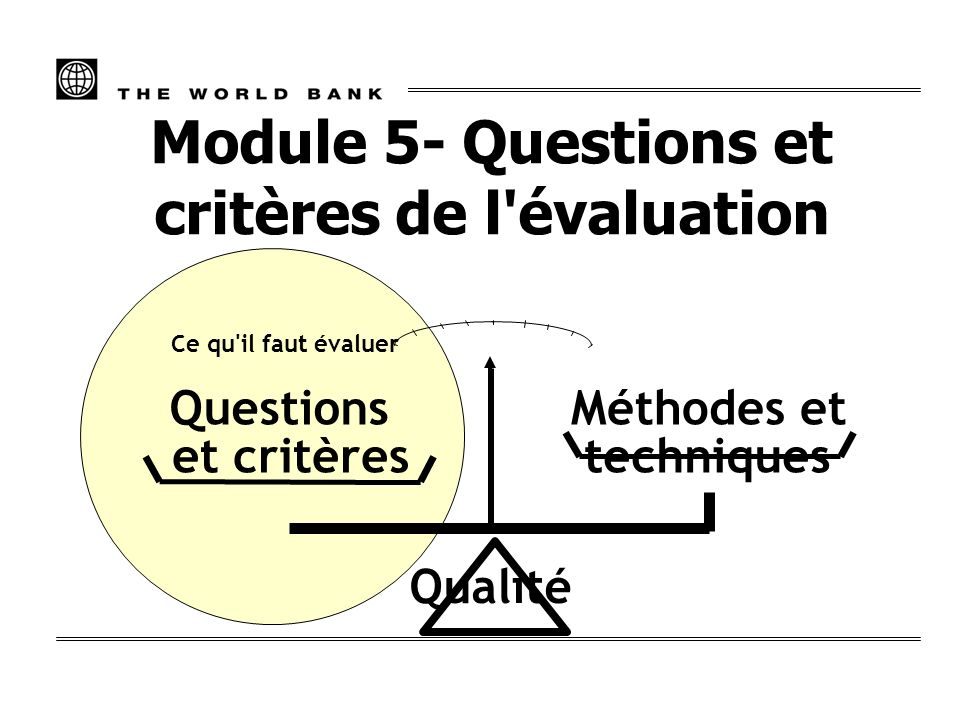 Module 5- Questions et critères de l évaluation
