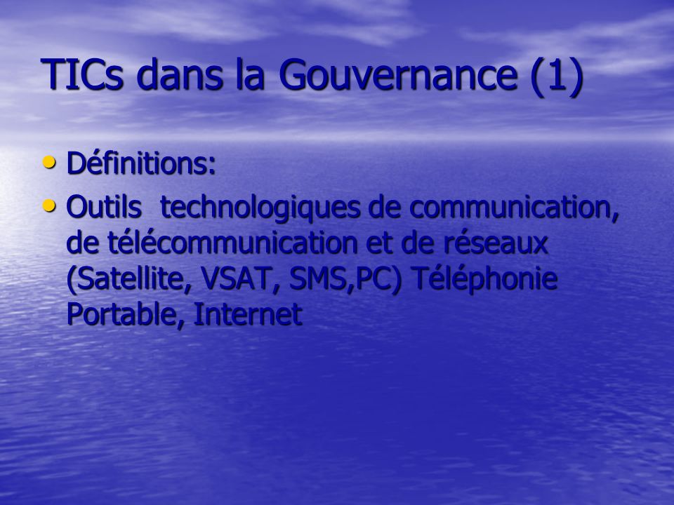 TICs dans la Gouvernance (1)