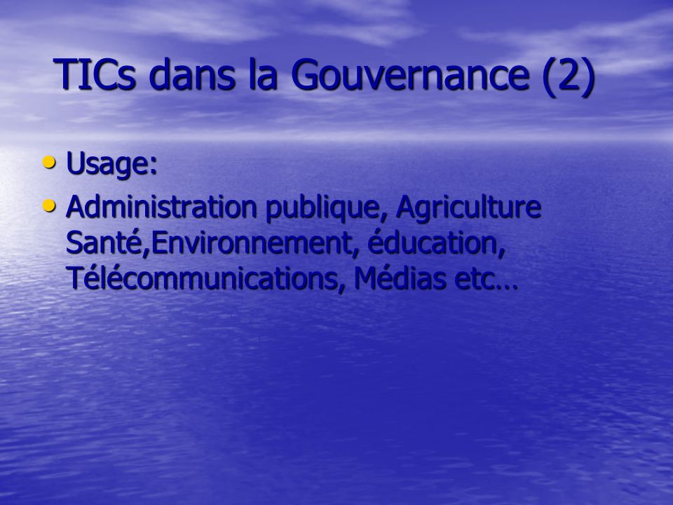 TICs dans la Gouvernance (2)