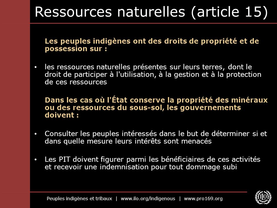 Ressources naturelles (article 15)