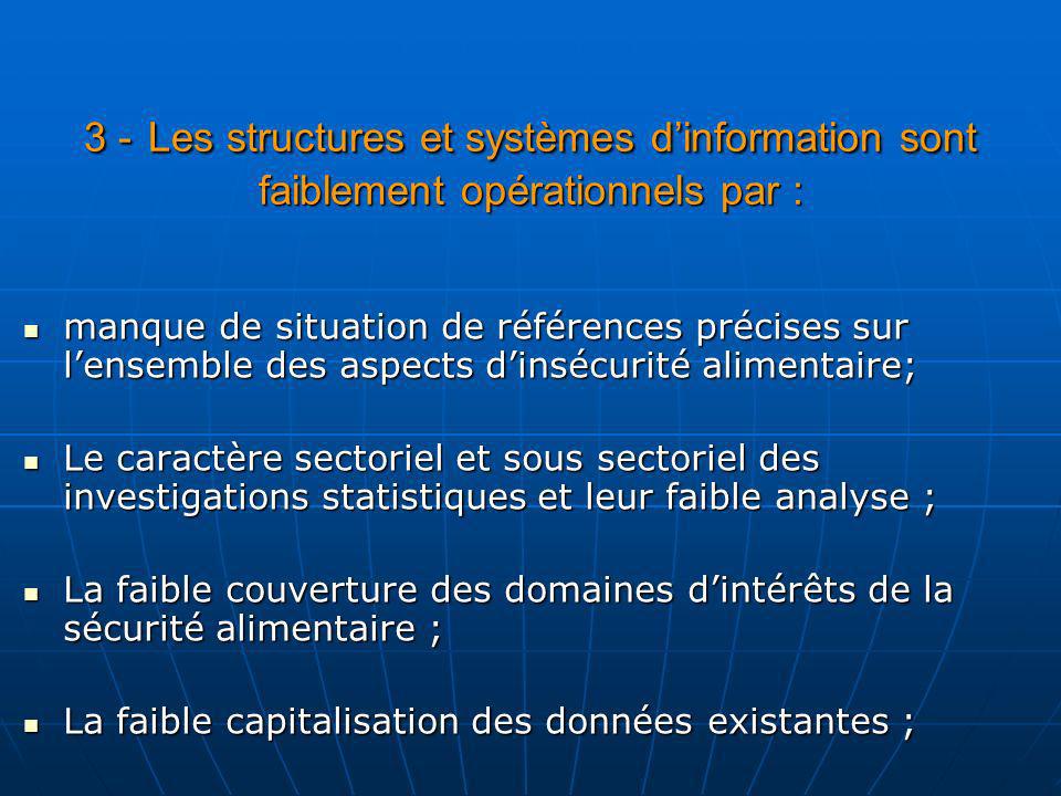 3 - Les structures et systèmes d’information sont faiblement opérationnels par :