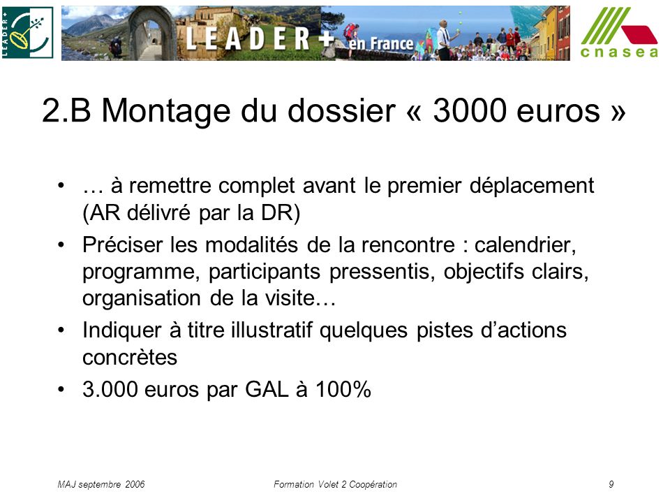 2.B Montage du dossier « 3000 euros »