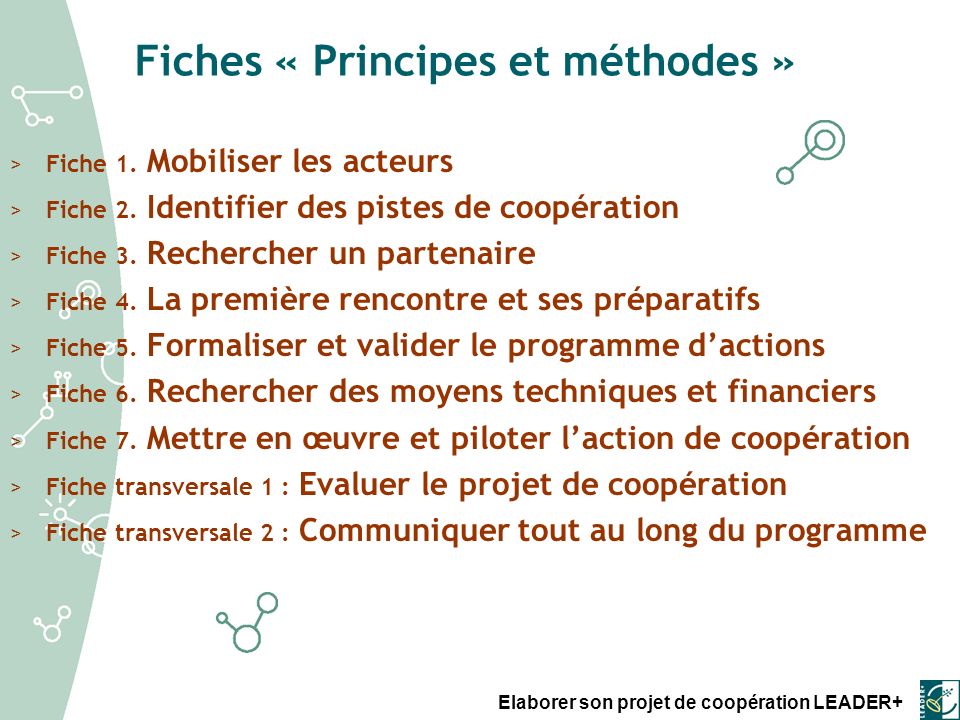 Fiches « Principes et méthodes »