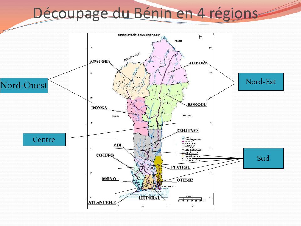 Découpage du Bénin en 4 régions