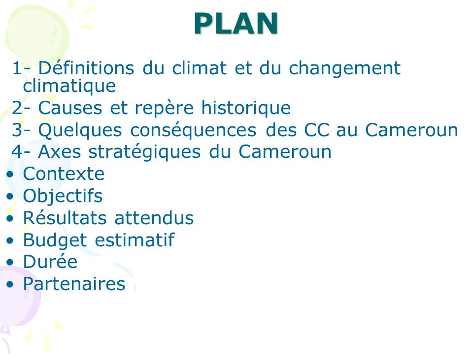 PLAN 1- Définitions du climat et du changement climatique