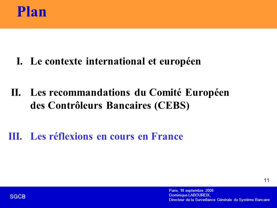 Plan I. Le contexte international et européen