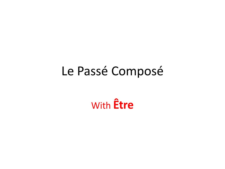 Le Passé Composé With Être