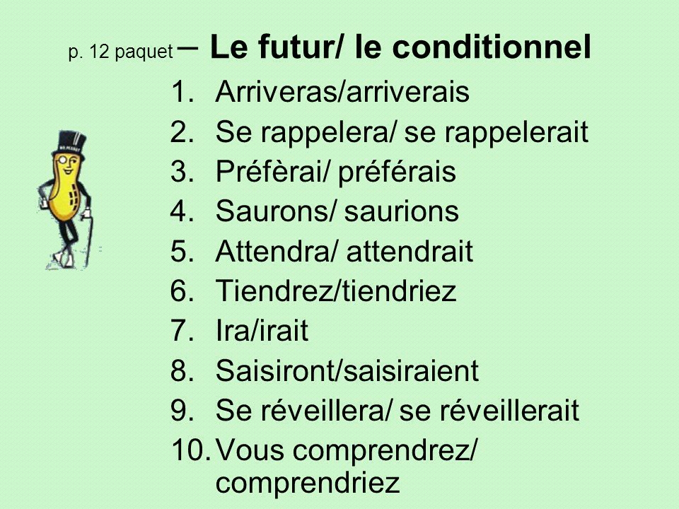 p. 12 paquet – Le futur/ le conditionnel
