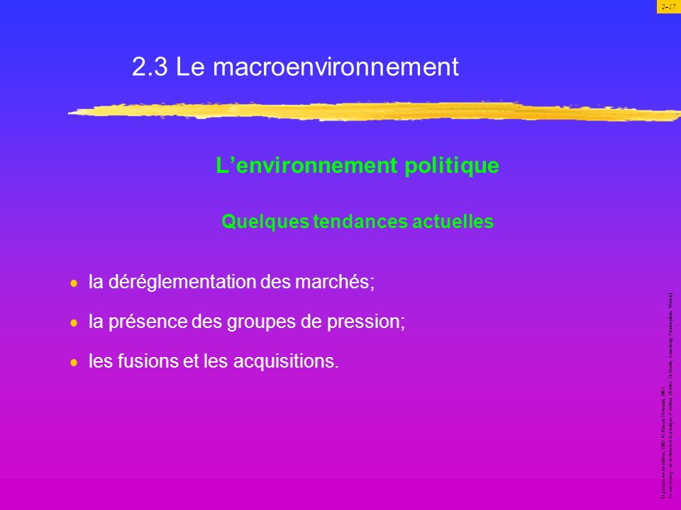 2.3 Le macroenvironnement