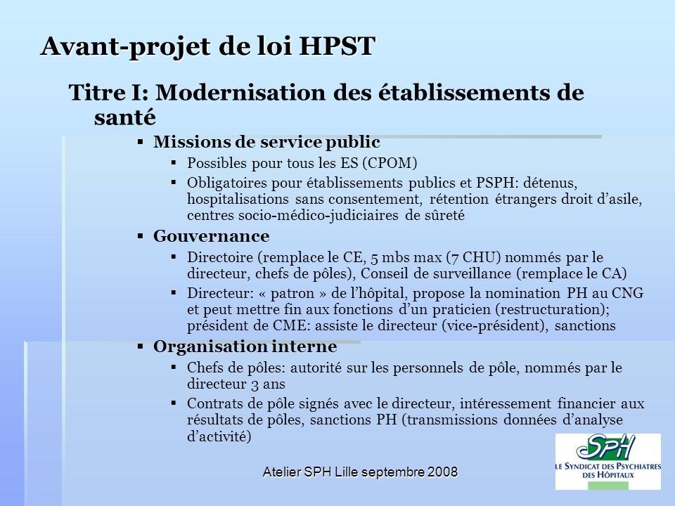 Avant-projet de loi HPST