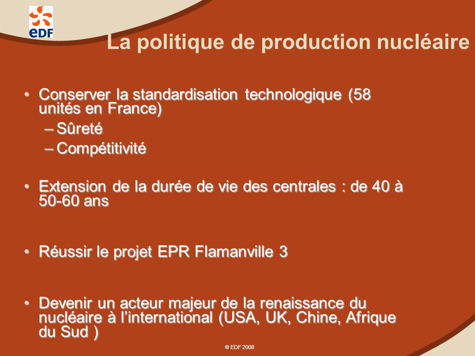 La politique de production nucléaire