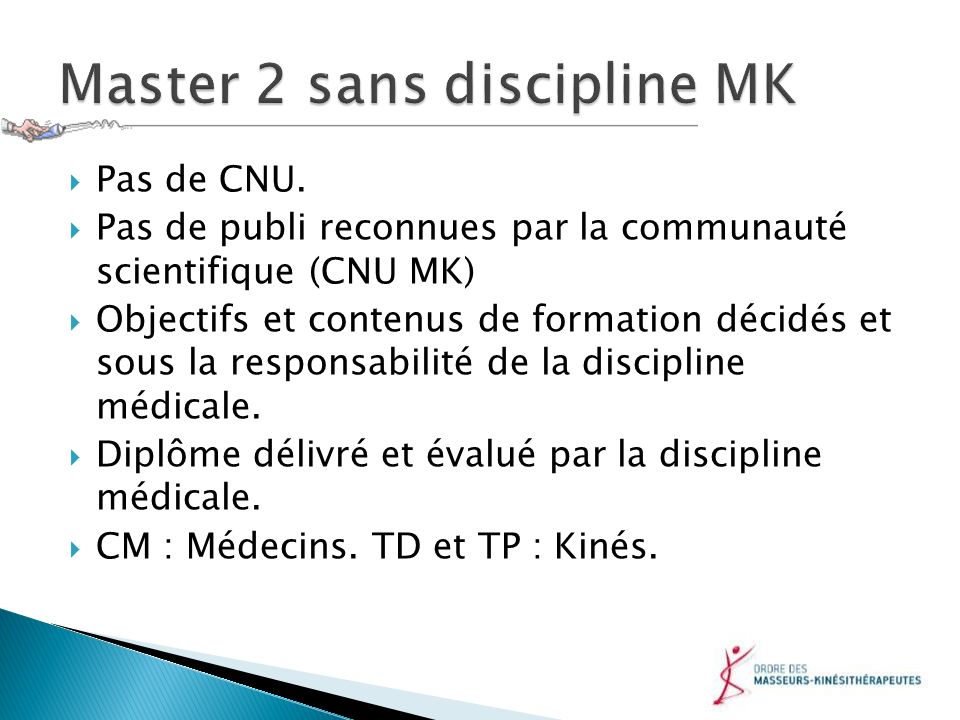Master 2 sans discipline MK