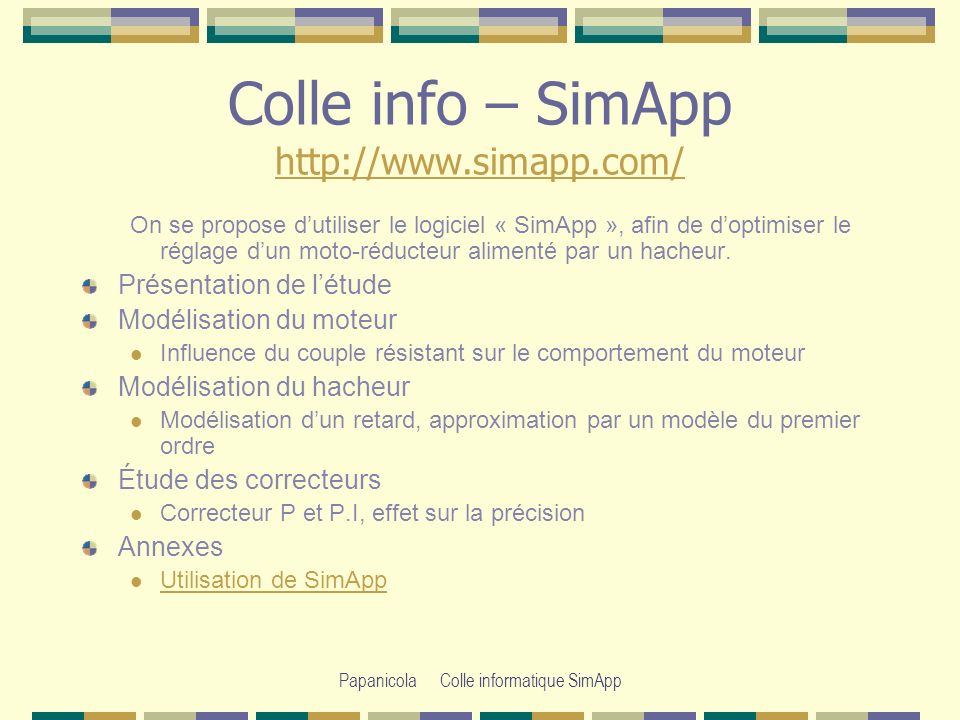 Colle info – SimApp