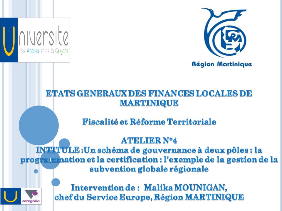 ETATS GENERAUX DES FINANCES LOCALES DE MARTINIQUE