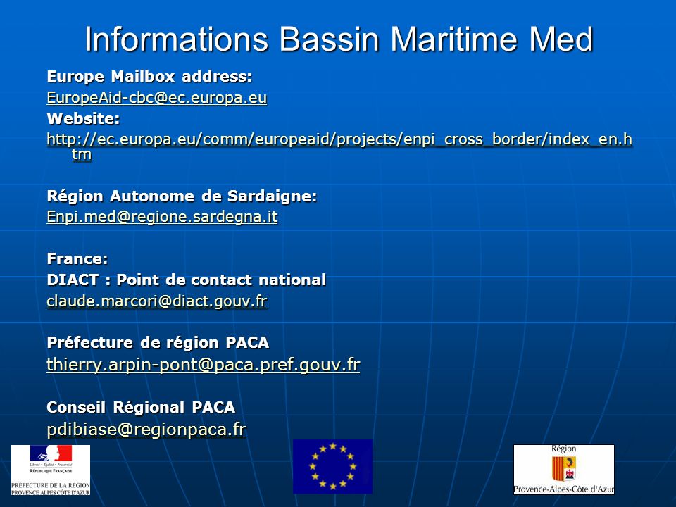 Informations Bassin Maritime Med