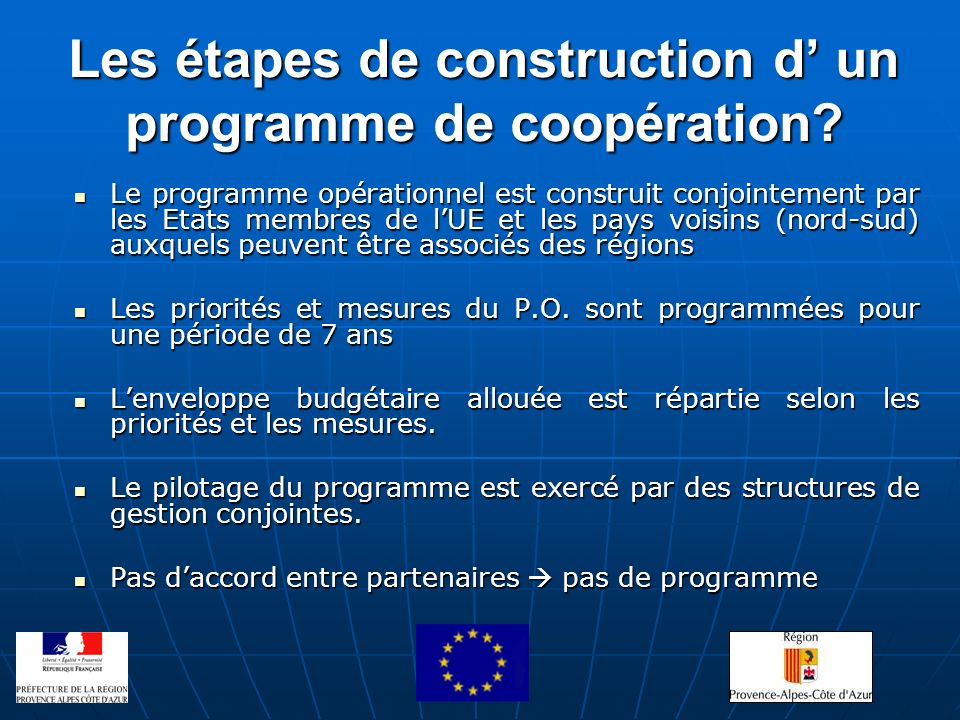 Les étapes de construction d’ un programme de coopération