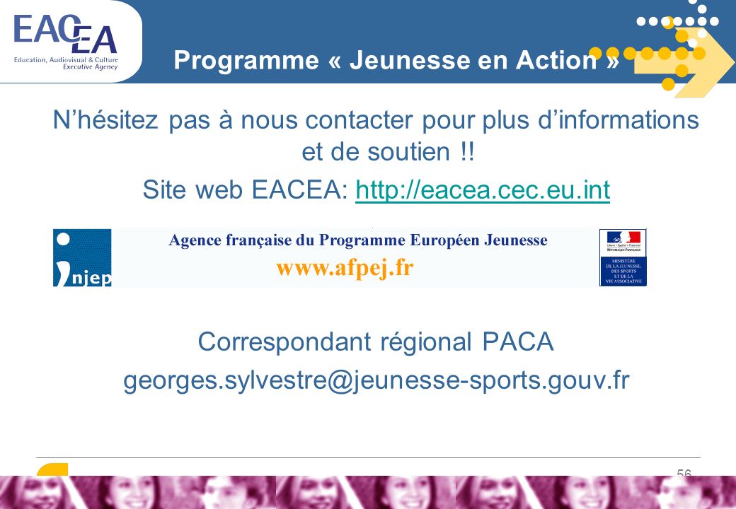 Plus d’informations EACEA – CONTACTS: YOUTH HELPDESK
