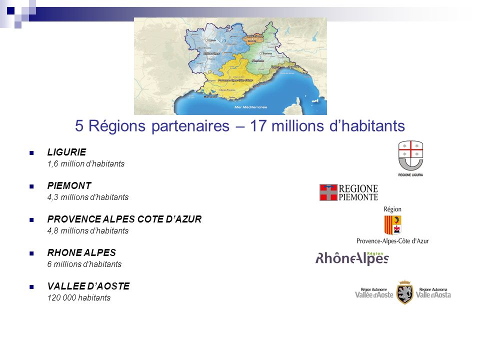 5 Régions partenaires – 17 millions d’habitants
